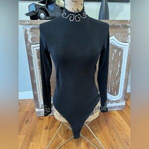 Ladies Medium Black Kippys Western Show Bodysuit Shirt